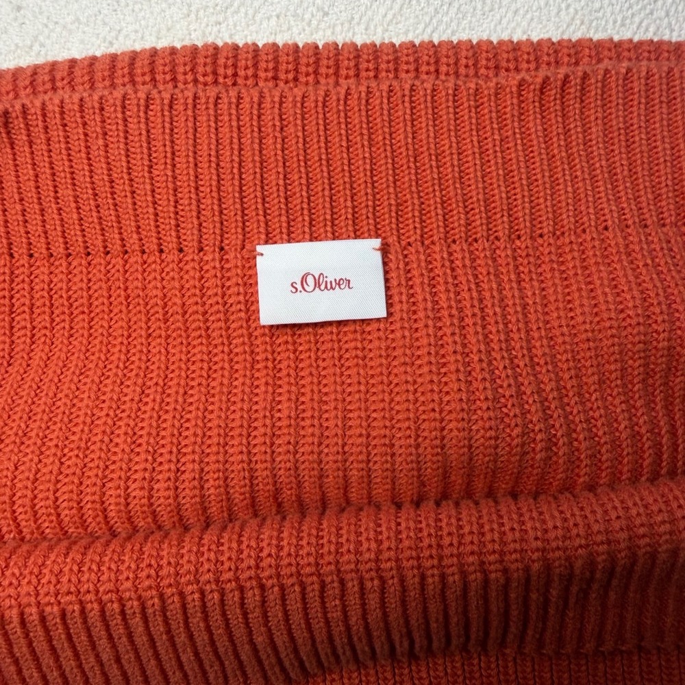 S.Oliver Orange 100% Cotton Ribbed Knit Poncho Wrap One Size